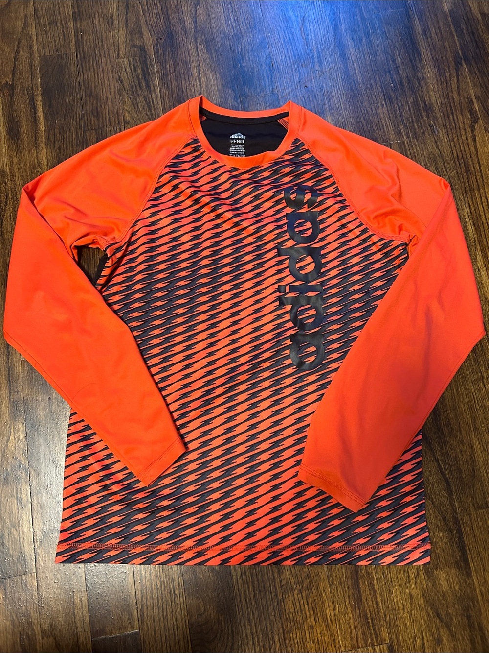 Adidas Boy’s High-Vis Orange Long Sleeve Graphic Performance Tee